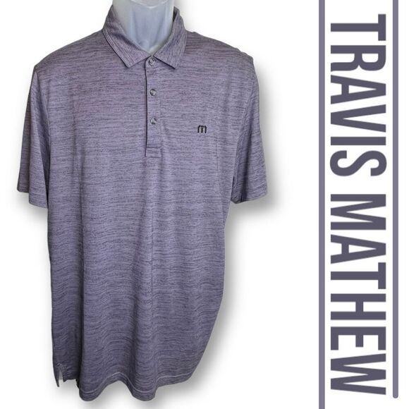 TRAVIS MATHEW FLYING TORTILLA POLO PURPLE SAGE HEATHER Men’s Large Golf - Picture 2 of 11